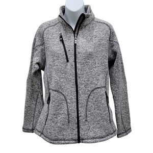 North End Sport Grey Fleece Zip Up Jacket Size: Large